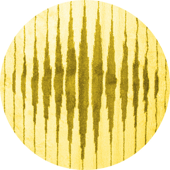 Round Machine Washable Solid Yellow Modern Rug, wshcon410yw