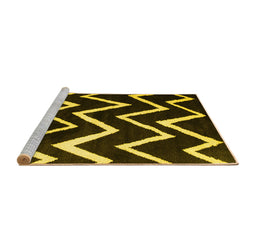 Sideview of Machine Washable Abstract Yellow Contemporary Rug, wshcon411yw