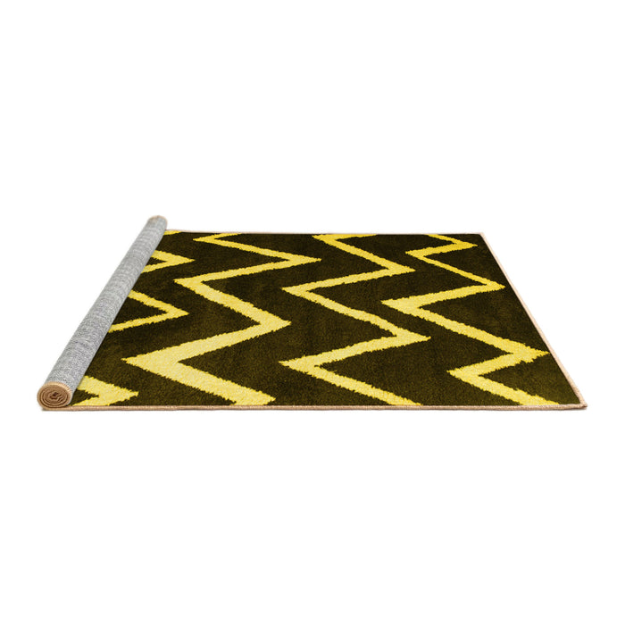 Sideview of Machine Washable Abstract Yellow Contemporary Rug, wshcon411yw