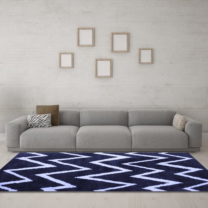 Machine Washable Abstract Blue Contemporary Rug in a Living Room, wshcon411blu