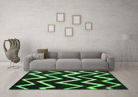 Machine Washable Abstract Emerald Green Contemporary Rug, wshcon411emgrn