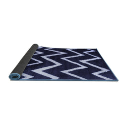 Sideview of Abstract Blue Contemporary Rug, con411blu