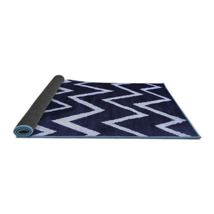 Sideview of Abstract Blue Contemporary Rug, con411blu