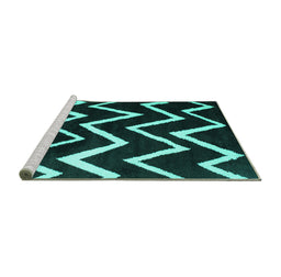 Sideview of Machine Washable Abstract Turquoise Contemporary Area Rugs, wshcon411turq
