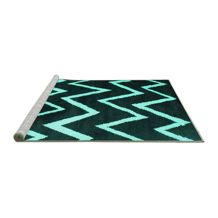 Sideview of Machine Washable Abstract Turquoise Contemporary Area Rugs, wshcon411turq