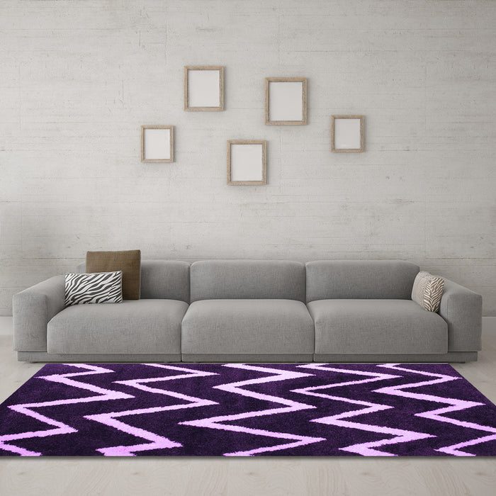 Machine Washable Abstract Purple Contemporary Area Rugs in a Living Room, wshcon411pur