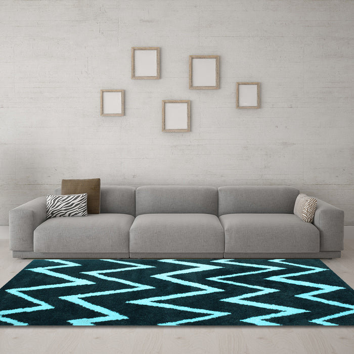 Machine Washable Abstract Light Blue Contemporary Rug in a Living Room, wshcon411lblu
