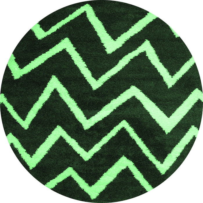Round Abstract Emerald Green Contemporary Rug, con411emgrn