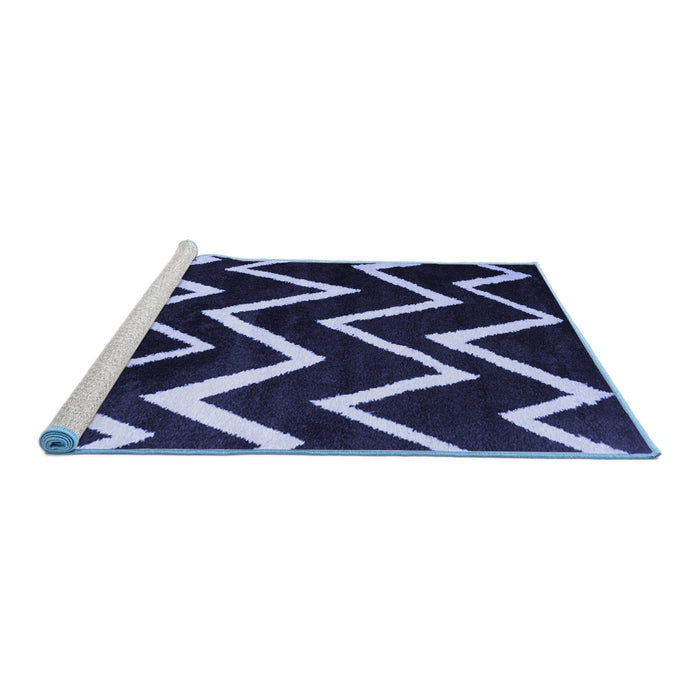 Sideview of Machine Washable Abstract Blue Contemporary Rug, wshcon411blu