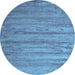 Round Abstract Light Blue Contemporary Rug, con412lblu