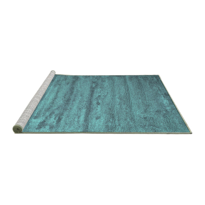 Sideview of Machine Washable Abstract Turquoise Contemporary Area Rugs, wshcon412turq