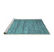 Sideview of Machine Washable Abstract Turquoise Contemporary Area Rugs, wshcon412turq