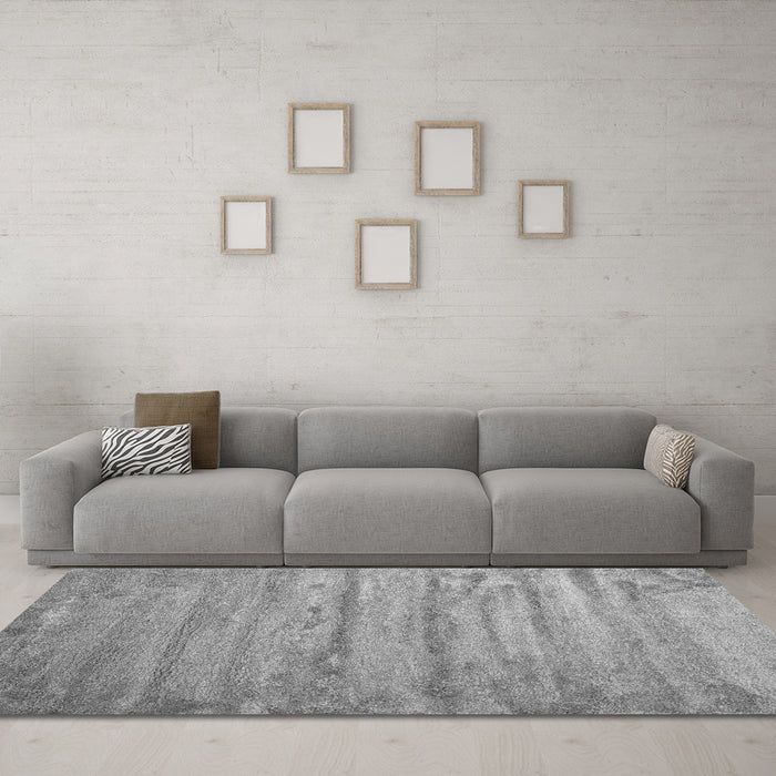 Machine Washable Abstract Gray Contemporary Rug in a Living Room,, wshcon412gry