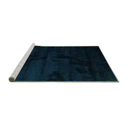 Sideview of Machine Washable Abstract Turquoise Contemporary Area Rugs, wshcon413turq