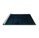 Sideview of Machine Washable Abstract Turquoise Contemporary Area Rugs, wshcon413turq