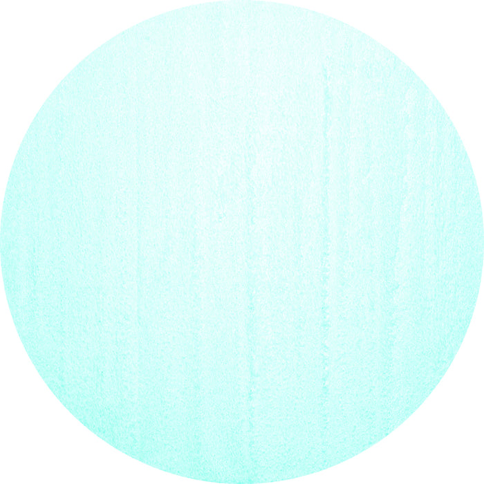 Round Machine Washable Solid Turquoise Modern Area Rugs, wshcon414turq