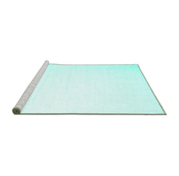 Sideview of Machine Washable Solid Turquoise Modern Area Rugs, wshcon414turq