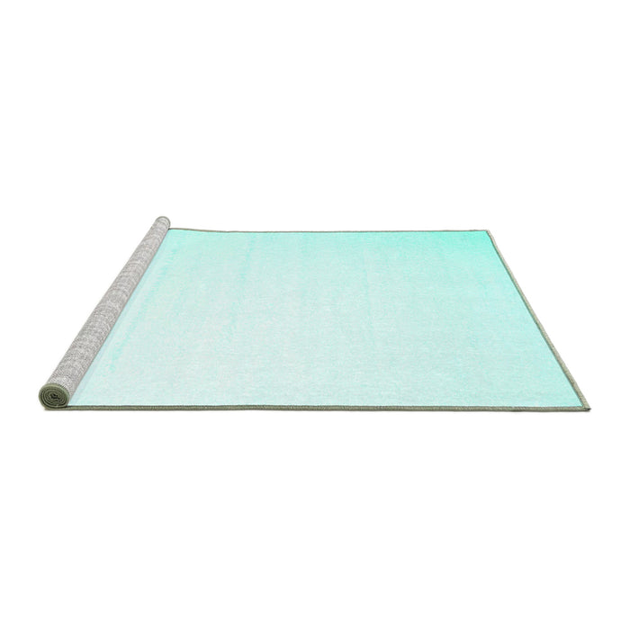 Sideview of Machine Washable Solid Turquoise Modern Area Rugs, wshcon414turq