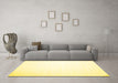 Machine Washable Solid Yellow Modern Rug in a Living Room, wshcon414yw