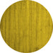 Round Abstract Yellow Contemporary Rug, con415yw