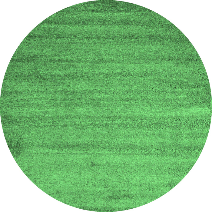 Round Machine Washable Abstract Emerald Green Contemporary Area Rugs, wshcon415emgrn