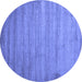 Round Abstract Blue Contemporary Rug, con415blu