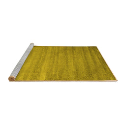 Sideview of Machine Washable Abstract Yellow Contemporary Rug, wshcon415yw