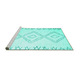 Sideview of Machine Washable Solid Turquoise Modern Area Rugs, wshcon416turq