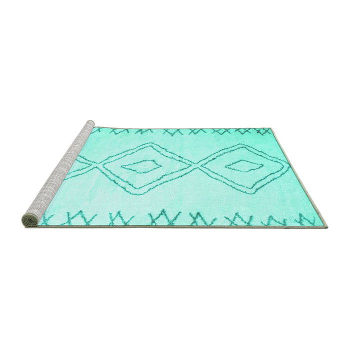 Sideview of Machine Washable Solid Turquoise Modern Area Rugs, wshcon416turq