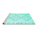 Sideview of Machine Washable Solid Turquoise Modern Area Rugs, wshcon416turq