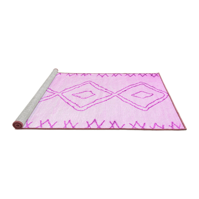 Sideview of Machine Washable Solid Pink Modern Rug, wshcon416pnk