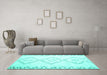 Machine Washable Solid Turquoise Modern Area Rugs in a Living Room,, wshcon416turq
