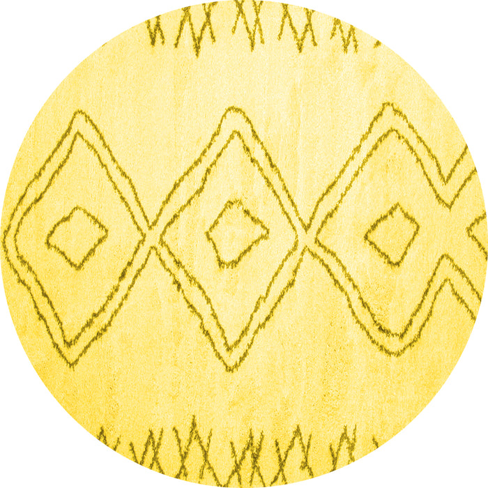 Round Solid Yellow Modern Rug, con416yw