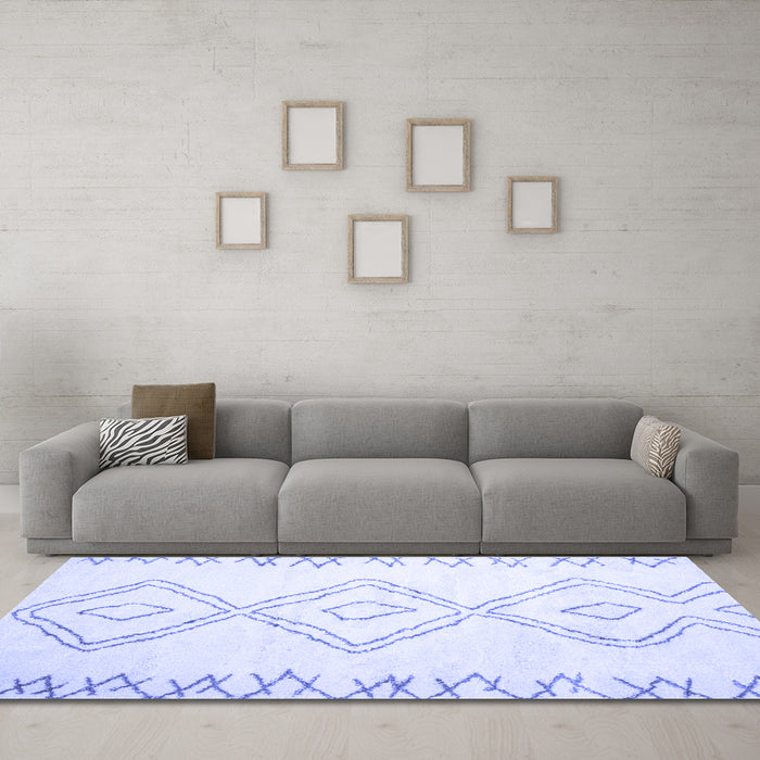 Machine Washable Solid Blue Modern Rug in a Living Room, wshcon416blu