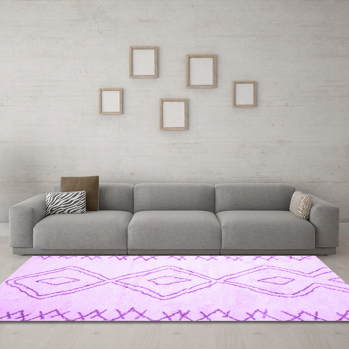 Machine Washable Solid Purple Modern Area Rugs in a Living Room, wshcon416pur