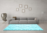 Machine Washable Solid Light Blue Modern Rug, wshcon416lblu