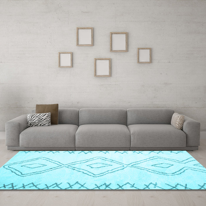 Machine Washable Solid Light Blue Modern Rug in a Living Room, wshcon416lblu