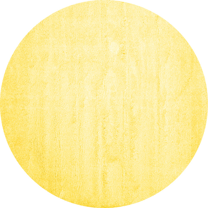 Round Machine Washable Solid Yellow Modern Rug, wshcon417yw