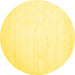 Round Machine Washable Solid Yellow Modern Rug, wshcon417yw