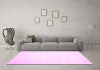 Machine Washable Solid Pink Modern Rug, wshcon417pnk