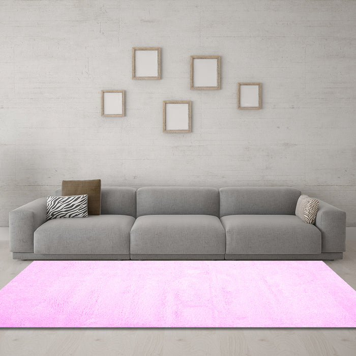 Machine Washable Solid Pink Modern Rug in a Living Room, wshcon417pnk