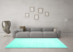 Machine Washable Solid Turquoise Modern Area Rugs in a Living Room,, wshcon417turq