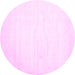 Round Machine Washable Solid Pink Modern Rug, wshcon417pnk