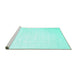 Sideview of Machine Washable Solid Turquoise Modern Area Rugs, wshcon417turq