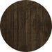 Round Abstract Brown Contemporary Rug, con418brn