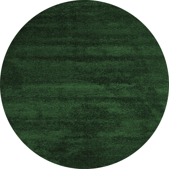 Round Machine Washable Abstract Emerald Green Contemporary Area Rugs, wshcon418emgrn