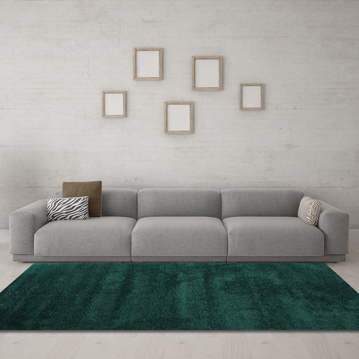 Machine Washable Abstract Turquoise Contemporary Area Rugs in a Living Room,, wshcon418turq
