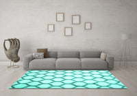 Machine Washable Terrilis Turquoise Contemporary Rug, wshcon419turq