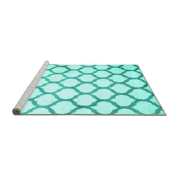 Sideview of Machine Washable Terrilis Turquoise Contemporary Area Rugs, wshcon419turq