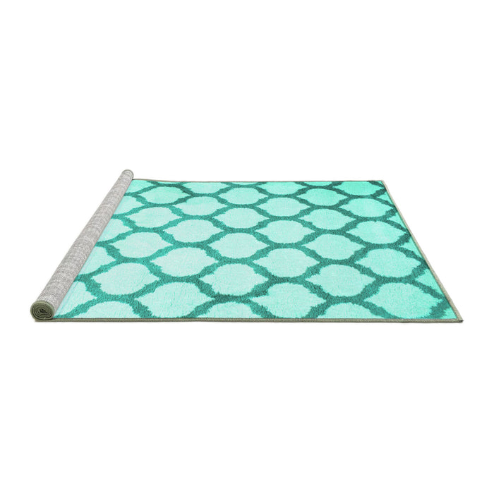 Sideview of Machine Washable Terrilis Turquoise Contemporary Area Rugs, wshcon419turq